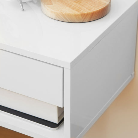 High Gloss Bedside Cabinet 37cm Wide Wall Hung With 1 Drawer in Set Of 2 - Velmora