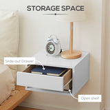 High Gloss Bedside Cabinet 37cm Wide Wall Hung With 1 Drawer in Set Of 2 - Velmora