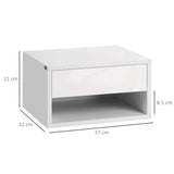High Gloss Bedside Cabinet 37cm Wide Wall Hung With 1 Drawer in Set Of 2 - Velmora