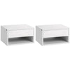 High Gloss Bedside Cabinet 37cm Wide Wall Hung With 1 Drawer in Set Of 2 - Velmora