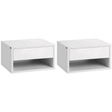 High Gloss Bedside Cabinet 37cm Wide Wall Hung With 1 Drawer in Set Of 2 - Velmora
