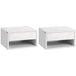 High Gloss Bedside Cabinet 37cm Wide Wall Hung With 1 Drawer in Set Of 2 - Velmora