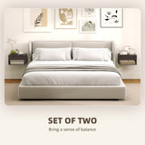High Gloss Bedside Cabinet 37cm Wide Wall Mounted With 1 Drawer in Set Of 2 - Velmora