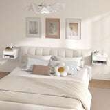 High Gloss Bedside Cabinet 37cm Wide Wall Mounted With 1 Drawer in Set Of 2 - Velmora