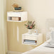 High Gloss Bedside Cabinet 37cm Wide Wall Mounted With 1 Drawer in Set Of 2 - Velmora