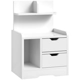 High Gloss Bedside Cabinet 40cm Wide With 2 Drawers And Storage Shelves - Velmora