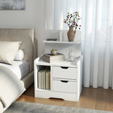 High Gloss Bedside Cabinet 40cm Wide With 2 Drawers And Storage Shelves - Velmora