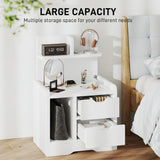 High Gloss Bedside Cabinet 40cm Wide With 2 Drawers And Storage Shelves - Velmora