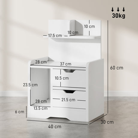 High Gloss Bedside Cabinet 40cm Wide With 2 Drawers And Storage Shelves - Velmora