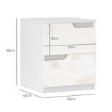 High Gloss Bedside Cabinet 40cm Wide With 2 Drawers in Set Of 2 - Velmora