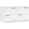 High Gloss Bedside Cabinet 40cm Wide With 2 Drawers in Set Of 2 - Velmora