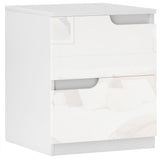 High Gloss Bedside Cabinet 40cm Wide With 2 Drawers - Velmora