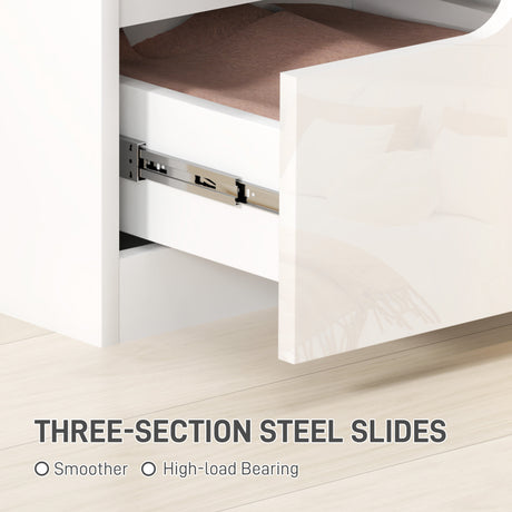 High Gloss Bedside Cabinet 40cm Wide With 2 Drawers - Velmora