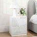 High Gloss Bedside Cabinet 40cm Wide With 2 Drawers - Velmora