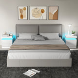 High Gloss Bedside Cabinet 45cm Wide With 2 Drawers And LED Lights in Set Of 2 - Velmora