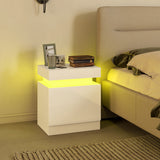 High Gloss Bedside Cabinet 45cm Wide With 2 Drawers And LED Lights in Set Of 2 - Velmora