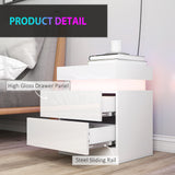 High Gloss Bedside Cabinet 45cm Wide With 2 Drawers And LED Lights in Set Of 2 - Velmora