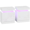 High Gloss Bedside Cabinet 45cm Wide With 2 Drawers And LED Lights in Set Of 2 - Velmora