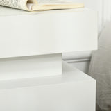 High Gloss Bedside Cabinet 45cm Wide With 2 Drawers And LED Lights - Velmora