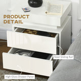 High Gloss Bedside Cabinet 45cm Wide With 2 Drawers And LED Lights - Velmora