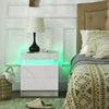 High Gloss Bedside Cabinet 45cm Wide With 2 Drawers And LED Lights - Velmora