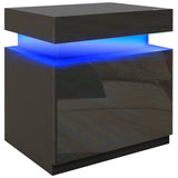 High Gloss Bedside Cabinet 45cm Wide With 2 Drawers And LED Lights - Velmora