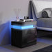 High Gloss Bedside Cabinet 45cm Wide With 2 Drawers And LED Lights - Velmora
