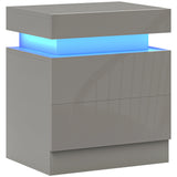 High Gloss Bedside Cabinet 45cm Wide With 2 Drawers And LED Lights - Velmora