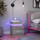 High Gloss Bedside Cabinet 45cm Wide With 2 Drawers And LED Lights - Velmora