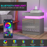 High Gloss Bedside Cabinet 45cm Wide With 2 Drawers And LED Lights - Velmora
