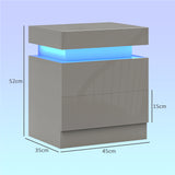 High Gloss Bedside Cabinet 45cm Wide With 2 Drawers And LED Lights - Velmora