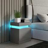 High Gloss Bedside Cabinet 45cm Wide With 2 Drawers And LED Lights - Velmora