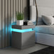 High Gloss Bedside Cabinet 45cm Wide With 2 Drawers And LED Lights - Velmora