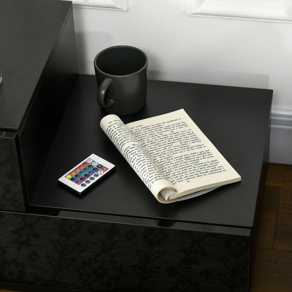 High Gloss Bedside Cabinet 70cm Wide - Velmora