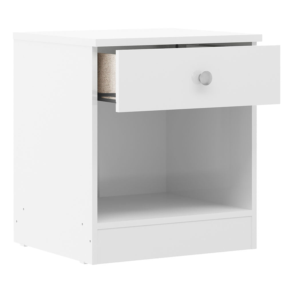 High Gloss Bedside Cabinet With 1 Drawer - Denver