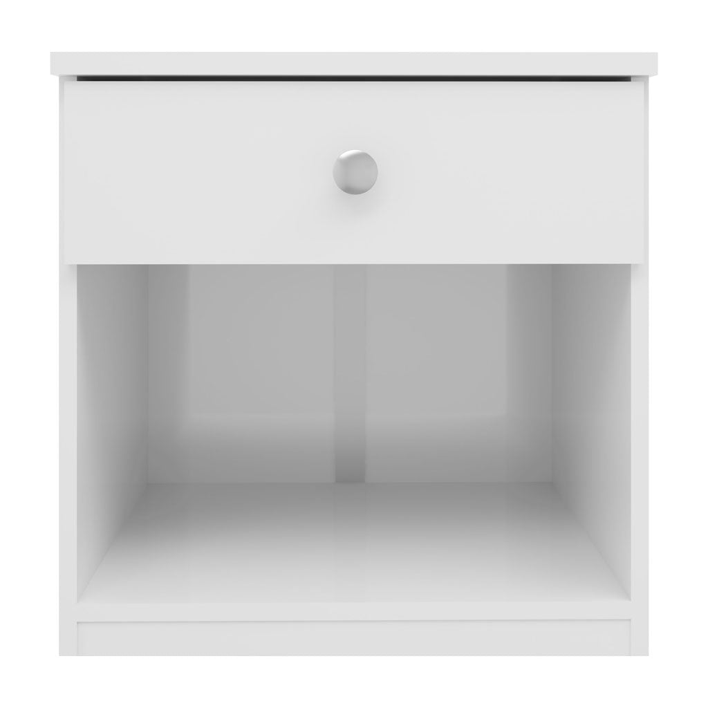 High Gloss Bedside Cabinet With 1 Drawer - Denver
