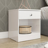 High Gloss Bedside Cabinet With 1 Drawer - Denver