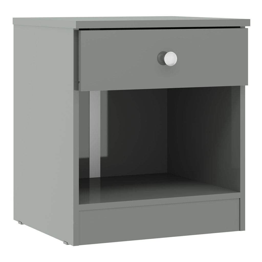 High Gloss Bedside Cabinet With 1 Drawer - Denver