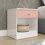 High Gloss Bedside Cabinet With 1 Drawer - Denver