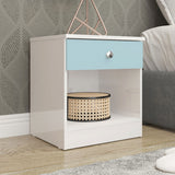 High Gloss Bedside Cabinet With 1 Drawer - Denver