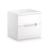 High Gloss Bedside Cabinet With 2 Drawers - Manhattan