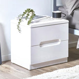 High Gloss Bedside Cabinet With 2 Drawers - Manhattan