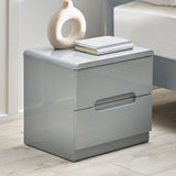 High Gloss Bedside Cabinet With 2 Drawers - Manhattan