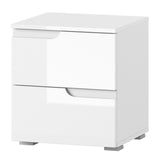 High Gloss Bedside Cabinet With 2 Drawers - Salina