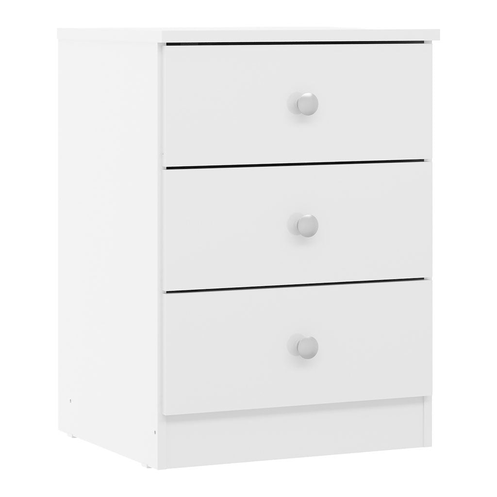 High Gloss Bedside Cabinet With 3 Drawers - Denver