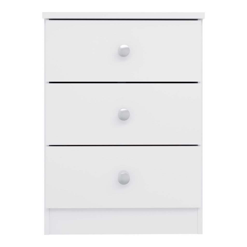 High Gloss Bedside Cabinet With 3 Drawers - Denver