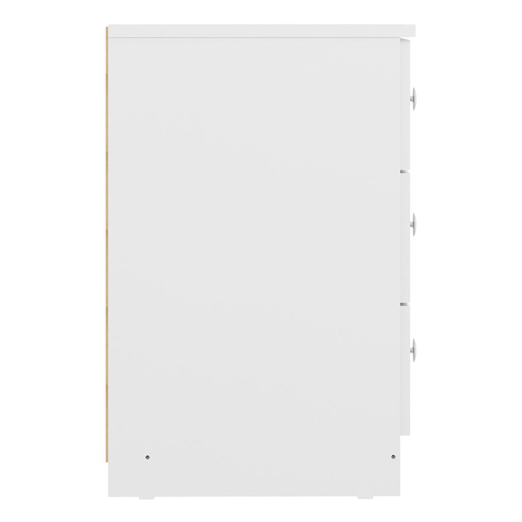 High Gloss Bedside Cabinet With 3 Drawers - Denver