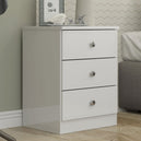High Gloss Bedside Cabinet With 3 Drawers - Denver