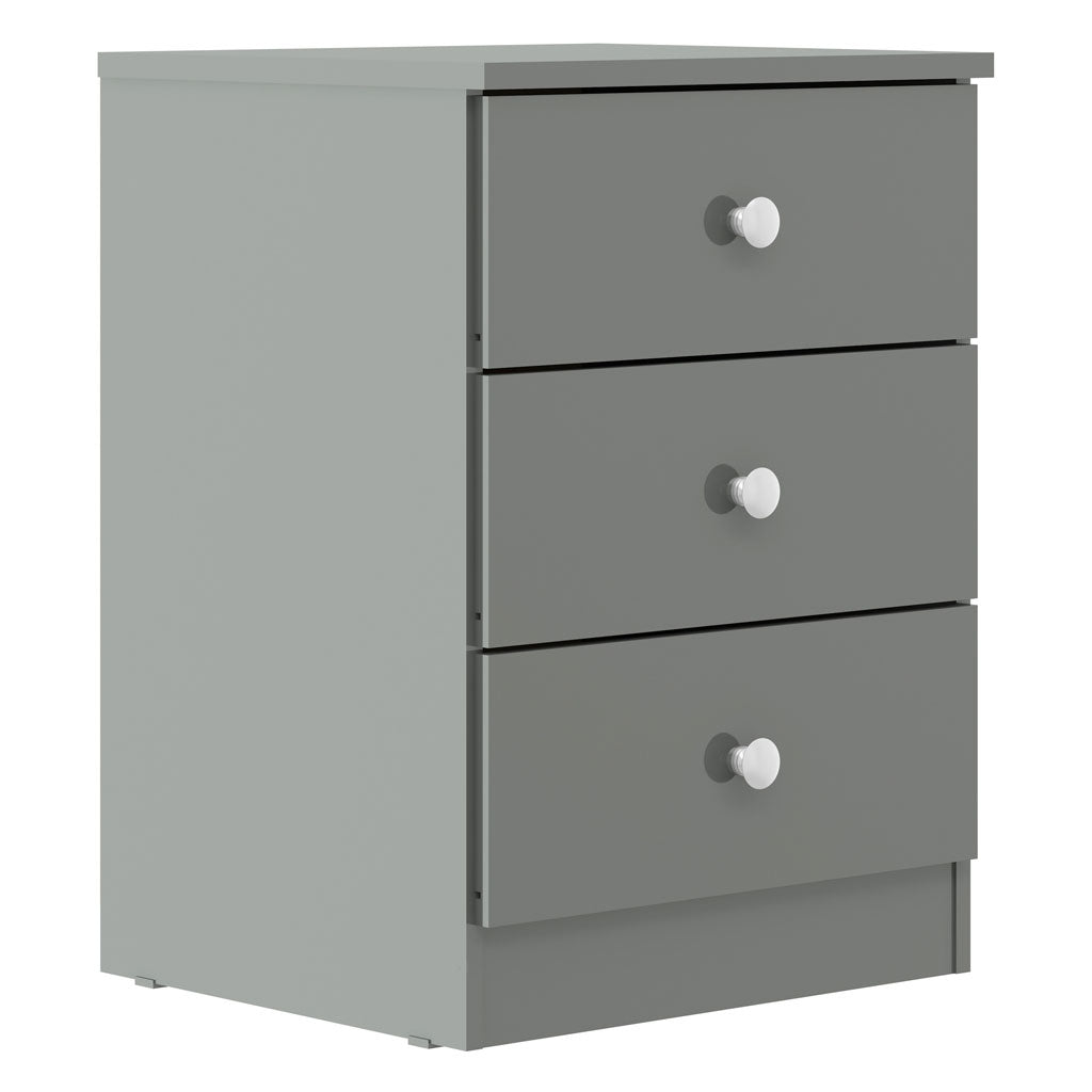 High Gloss Bedside Cabinet With 3 Drawers - Denver