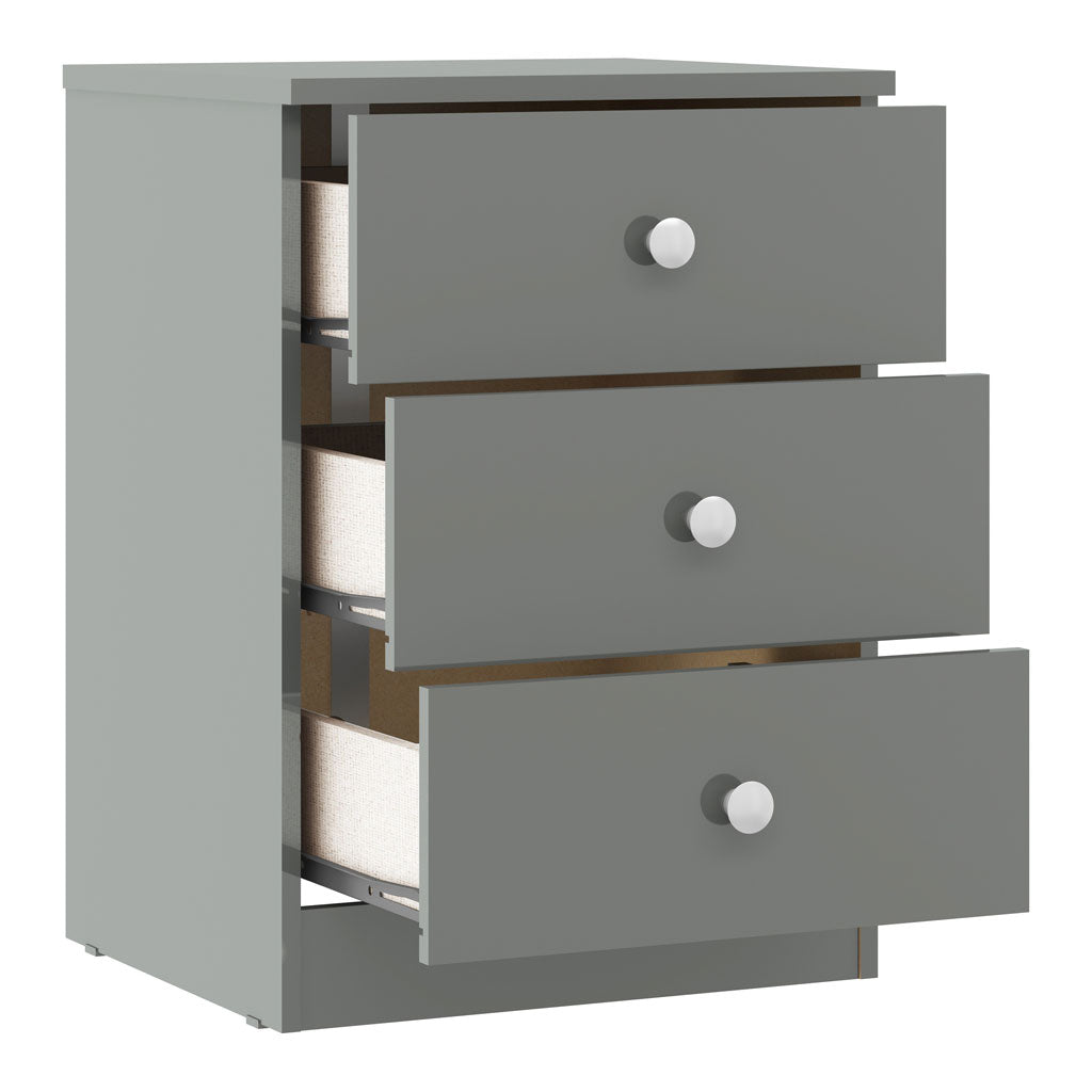 High Gloss Bedside Cabinet With 3 Drawers - Denver